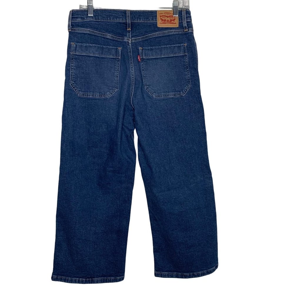Levis Mile High Cropped Wide Leg Jeans Size 29 Blue Denim Buttonfly - Picture 2 of 10